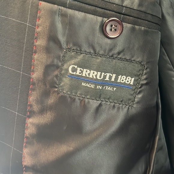 CERUTTI 1881 Italian suit jacket dark gray/ black blue windowpane tag Italian 52 - Picture 6 of 15